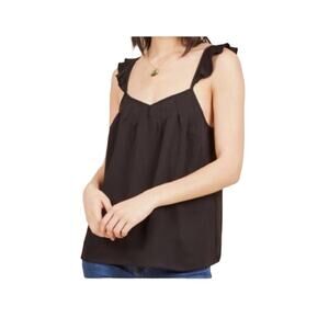 ModCloth Black Pleated Ruffle Chiffon Flowy Tank Top Size 2XL